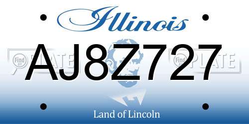 AJ8Z727 Illinois License Plate