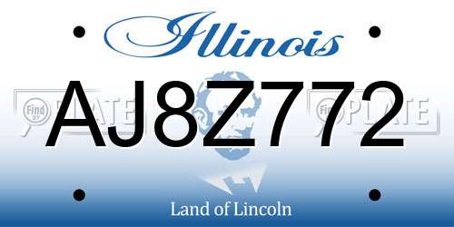 AJ8Z772 Illinois License Plate