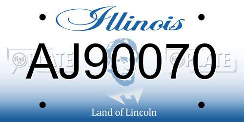 AJ90070 Illinois License Plate