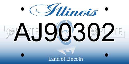 AJ90302 Illinois License Plate