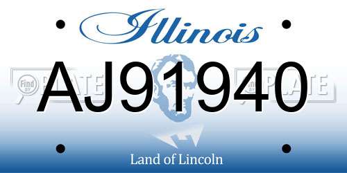 AJ91940 Illinois License Plate