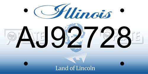 AJ92728 Illinois License Plate