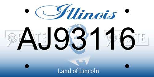 AJ93116 Illinois License Plate