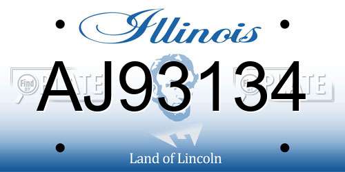 AJ93134 Illinois License Plate