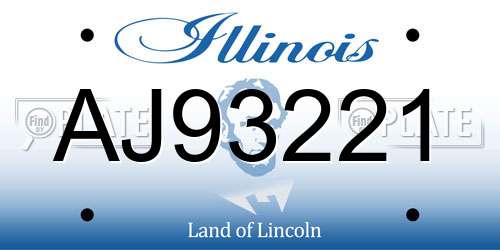 AJ93221 Illinois License Plate