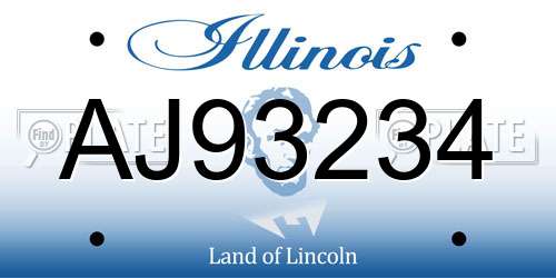 AJ93234 Illinois License Plate