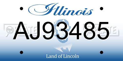 AJ93485 Illinois License Plate