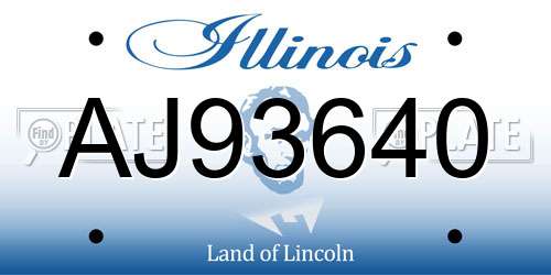 AJ93640 Illinois License Plate