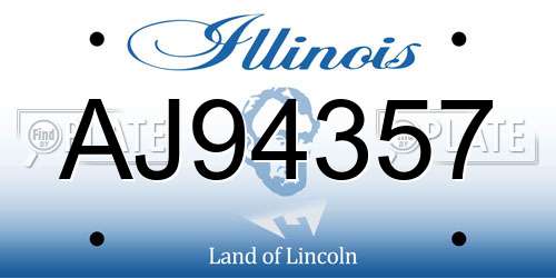 AJ94357 Illinois License Plate