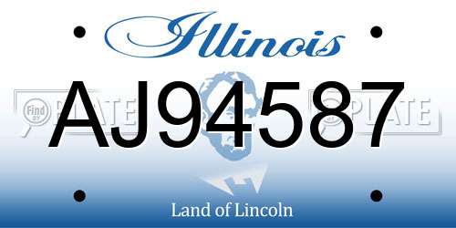 AJ94587 Illinois License Plate