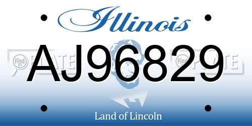 AJ96829 Illinois License Plate