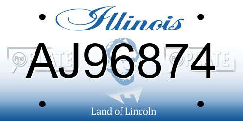 AJ96874 Illinois License Plate