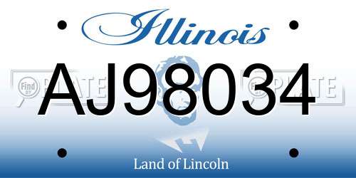 AJ98034 Illinois License Plate