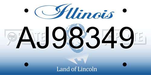 AJ98349 Illinois License Plate