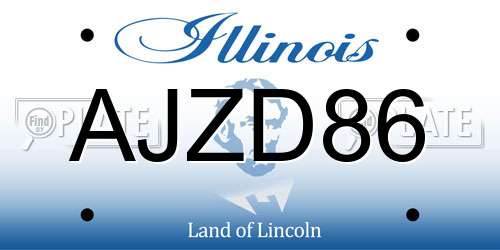 AJZD86 Illinois License Plate
