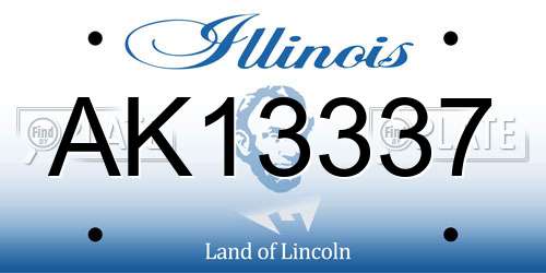 AK13337 Illinois License Plate