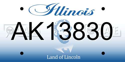 AK13830 Illinois License Plate