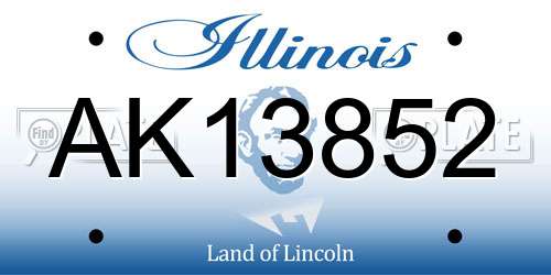 AK13852 Illinois License Plate