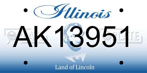 AK13951 Illinois License Plate