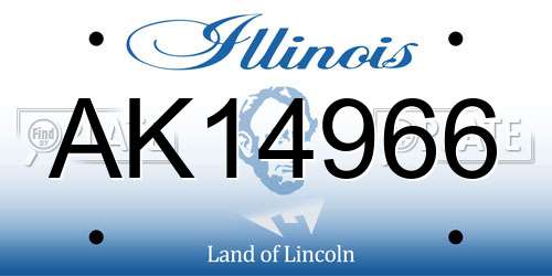 AK14966 Illinois License Plate