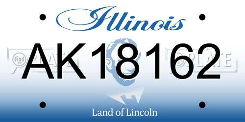 AK18162 Illinois License Plate