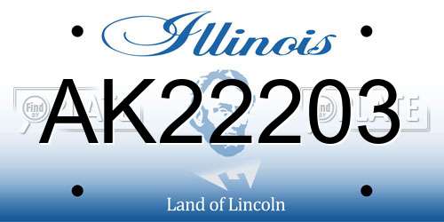 AK22203 Illinois License Plate