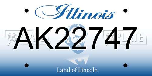 AK22747 Illinois License Plate