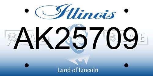 AK25709 Illinois License Plate