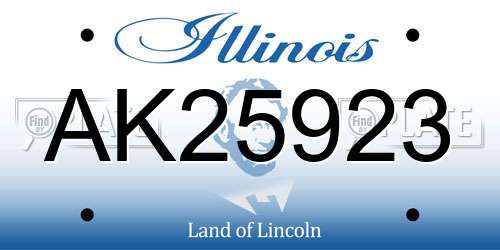 AK25923 Illinois License Plate