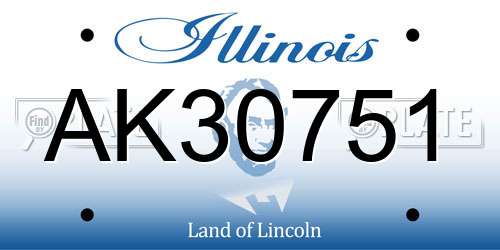 AK30751 Illinois License Plate