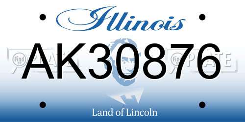 AK30876 Illinois License Plate