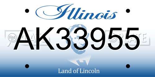 AK33955 Illinois License Plate