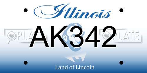 AK342 Illinois License Plate