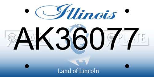 AK36077 Illinois License Plate