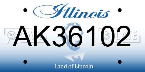 AK36102 Illinois License Plate