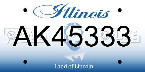 AK45333 Illinois License Plate