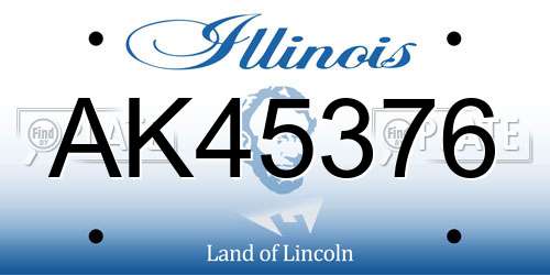 AK45376 Illinois License Plate