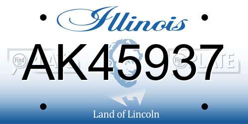 AK45937 Illinois License Plate
