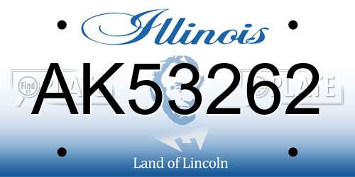 AK53262 Illinois License Plate