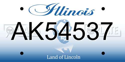 AK54537 Illinois License Plate
