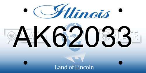 AK62033 Illinois License Plate