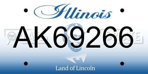AK69266 Illinois License Plate