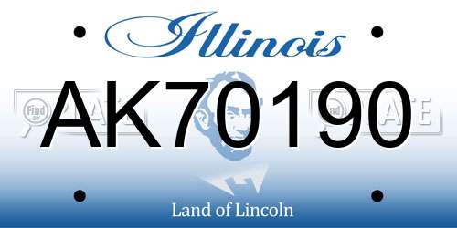 AK70190 Illinois License Plate