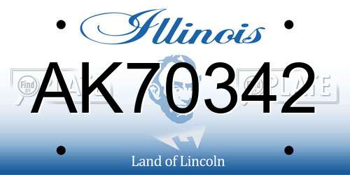 AK70342 Illinois License Plate