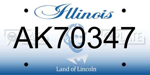 AK70347 Illinois License Plate