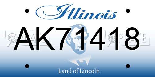 AK71418 Illinois License Plate