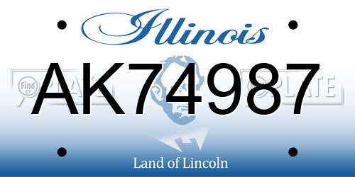 AK74987 Illinois License Plate