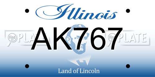 AK767 Illinois License Plate