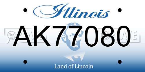 AK77080 Illinois License Plate