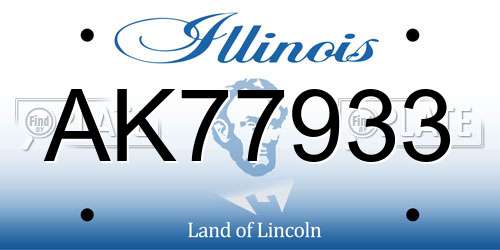 AK77933 Illinois License Plate